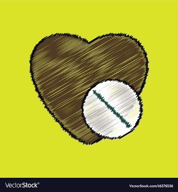 Flat shading style icon heart with medical pills vector image