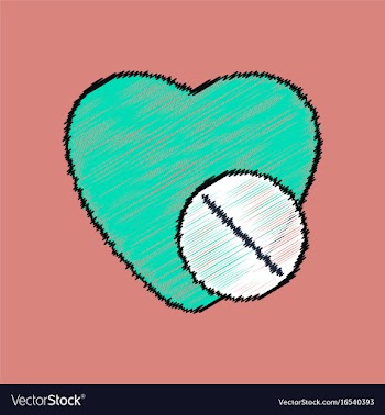 Flat shading style icon heart with medical pills vector image
