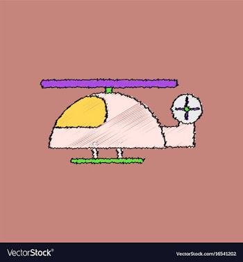 Flat shading style icon helicopter toy flying vector image