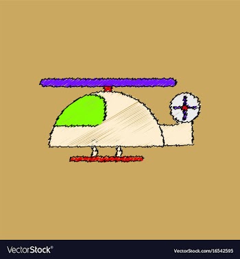 Flat shading style icon helicopter toy flying vector image