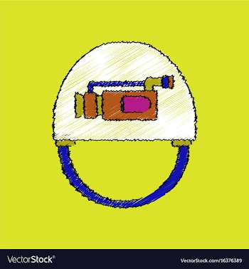 Flat shading style icon helmet with video cam vector image