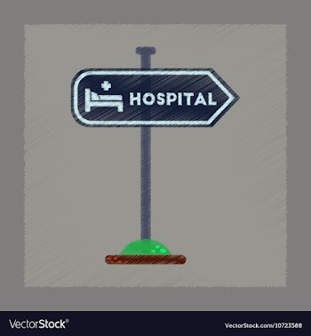 Flat shading style icon hospital sign vector image