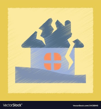 Flat shading style icon house crash vector image