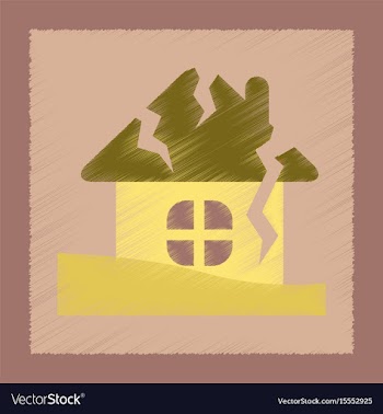 Flat shading style icon house crash vector image