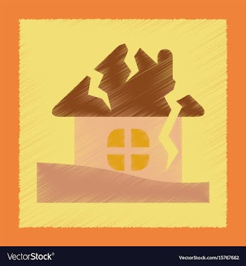 Flat shading style icon house crash vector image