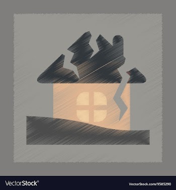 Flat shading style icon house crash vector image