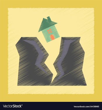 Flat shading style icon house earthquake vector image