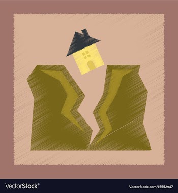 Flat shading style icon house earthquake vector image