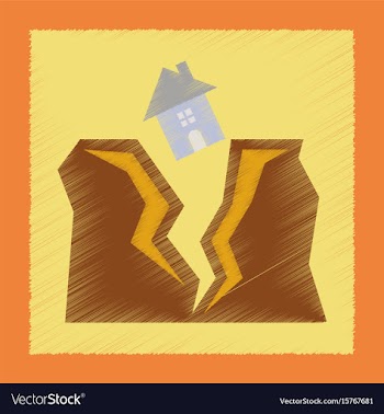 Flat shading style icon house earthquake vector image