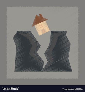 Flat shading style icon house earthquake vector image