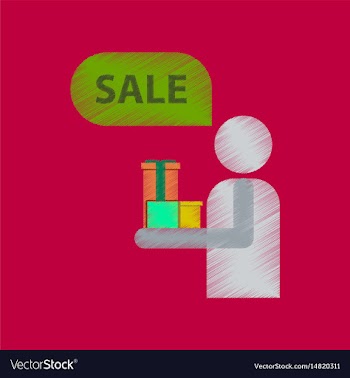 Flat shading style icon human stick figure gifts vector image