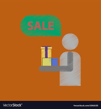Flat shading style icon human stick figure gifts vector image
