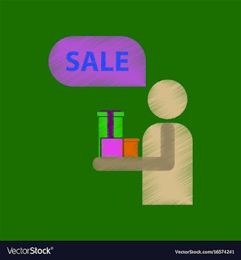 Flat shading style icon human stick figure gifts vector image