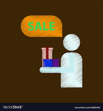 Flat shading style icon human stick figure gifts vector image