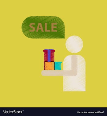 Flat shading style icon human stick figure gifts vector image