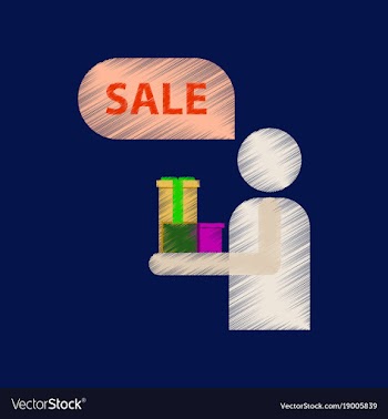 Flat shading style icon human stick figure gifts vector image