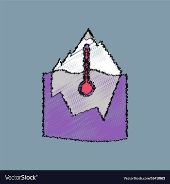 Flat shading style icon iceberg and thermometer vector image