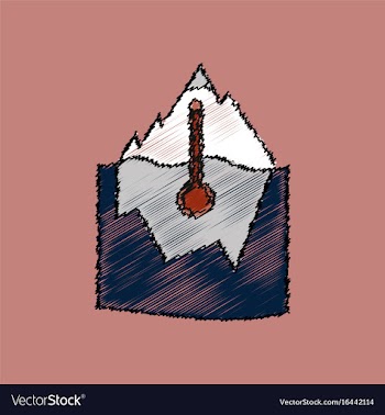 Flat shading style icon iceberg and thermometer vector image