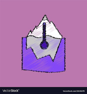 Flat shading style icon iceberg and thermometer vector image