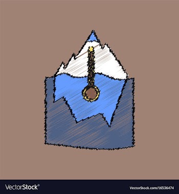 Flat shading style icon iceberg and thermometer vector image