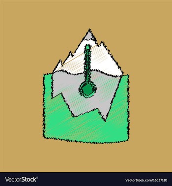 Flat shading style icon iceberg and thermometer vector image