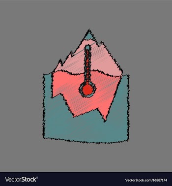 Flat shading style icon iceberg and thermometer vector image