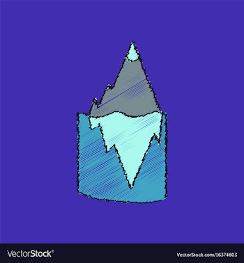 Flat shading style icon iceberg in water vector image