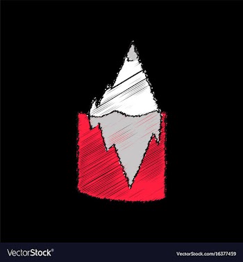 Flat shading style icon iceberg in water vector image