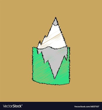 Flat shading style icon iceberg in water vector image