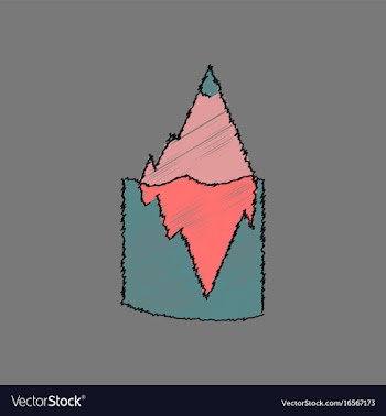 Flat shading style icon iceberg in water vector image