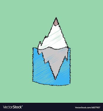 Flat shading style icon iceberg in water vector image