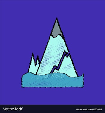 Flat shading style icon iceberg with crack vector image