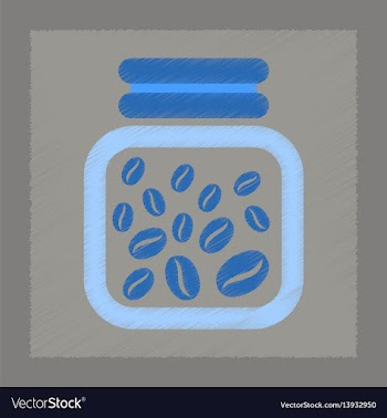Flat shading style icon jar of coffee beans vector image