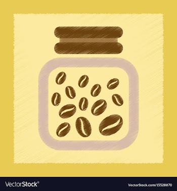 Flat shading style icon jar of coffee beans vector image