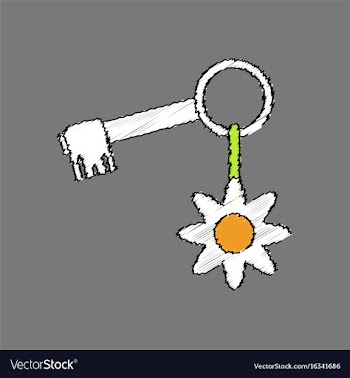 Flat shading style icon key and key fob vector image