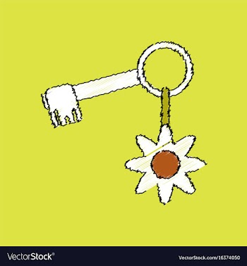 Flat shading style icon key and key fob vector image