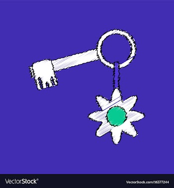 Flat shading style icon key and key fob vector image