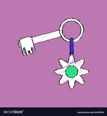 Flat shading style icon key and key fob vector image