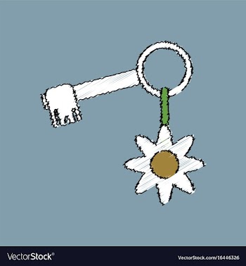 Flat shading style icon key and key fob vector image