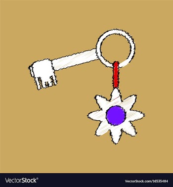 Flat shading style icon key and key fob vector image