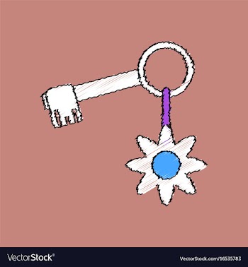 Flat shading style icon key and key fob vector image