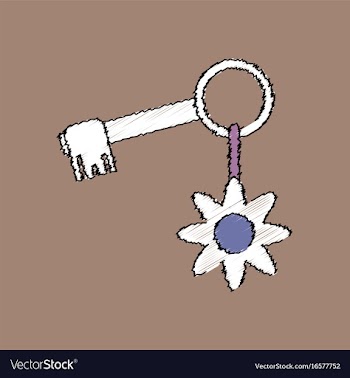 Flat shading style icon key and key fob vector image