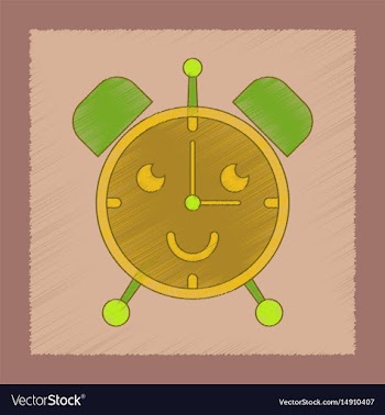 Flat shading style icon kids alarm clock vector image