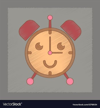 Flat shading style icon kids alarm clock vector image