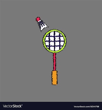 Flat shading style icon kids badminton vector image