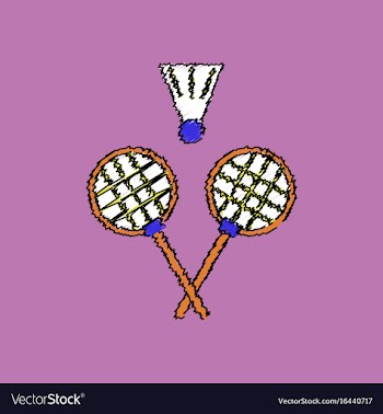 Flat shading style icon kids badminton vector image