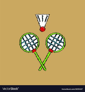 Flat shading style icon kids badminton vector image