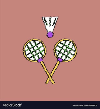 Flat shading style icon kids badminton vector image