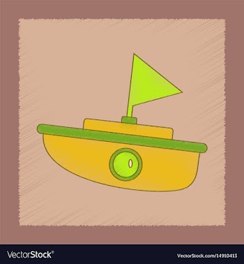 Flat shading style icon kids boat vector image