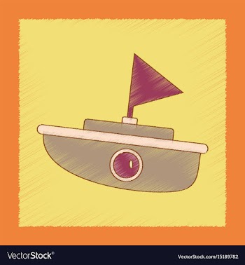 Flat shading style icon kids boat vector image